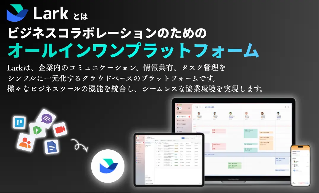 Larkの実画面と複数デバイス